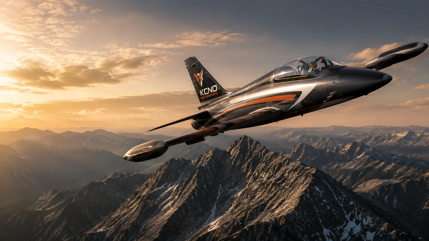 KCNO Motorsports SIAI-Marchetti S.211 aircraft over mountains